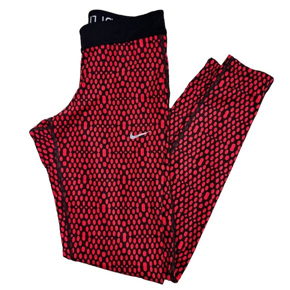 Nike Dri-Fit Running Tights Womens Size XS Run Fast Live Fearless Red & Black - Picture 1 of 7